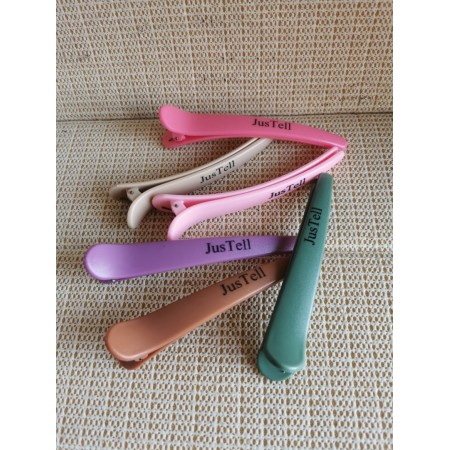 JusTell Hair Clips for Styling and Sectioning, Non Slip Hair Clips with Silicone Band, No -Trace Hair Clips for Thick and Thin Hair - Professional Salon Hair Clips (6 Pack)